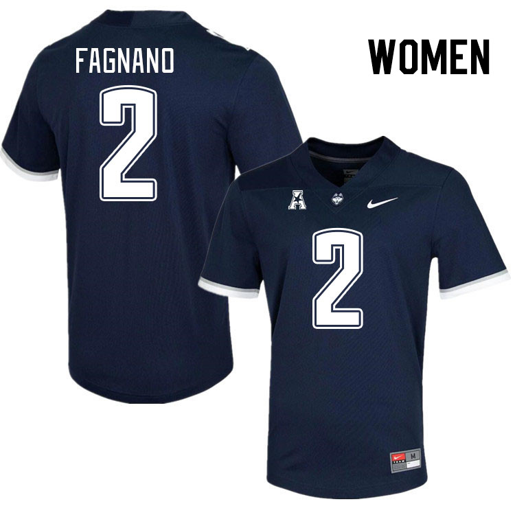 Women #2 Joe Fagnano Uconn Huskies College Football Jerseys Stitched-Navy